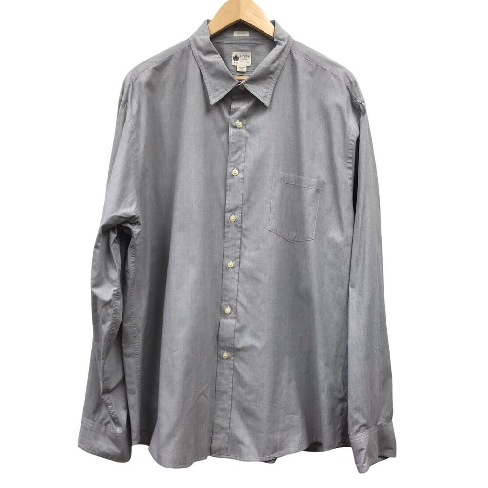 J Crew Shirt Mens XXL Dress Cotton Tailored Fit Micro Striped Black White